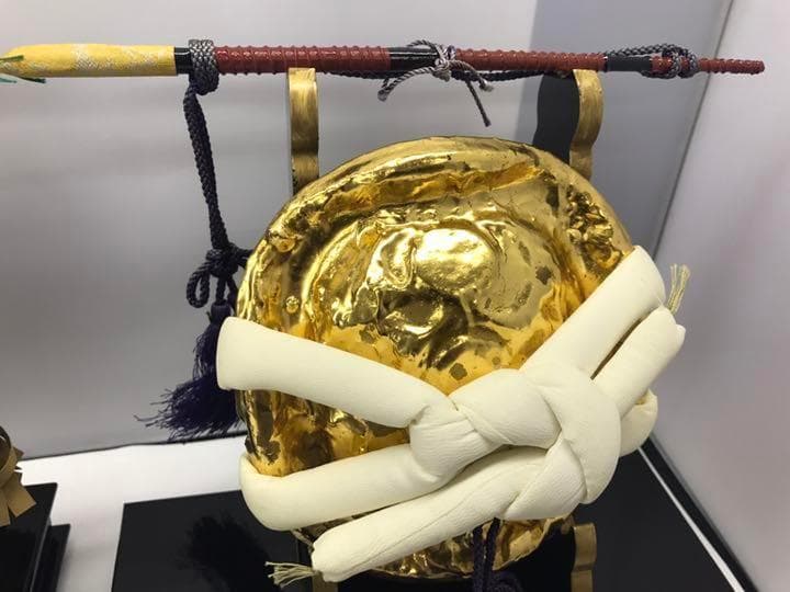 伝統工芸木製品 24cm 軍扇陣笠揃 五月人形　小道具　扇　太鼓　買い替え