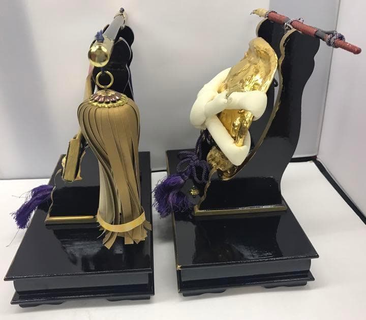 伝統工芸木製品 24cm 軍扇陣笠揃 五月人形　小道具　扇　太鼓　買い替え