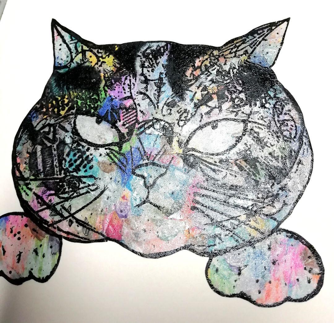 依頼者優先購入　title「睨み猫」