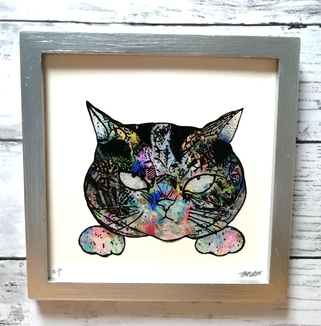 依頼者優先購入　title「睨み猫」