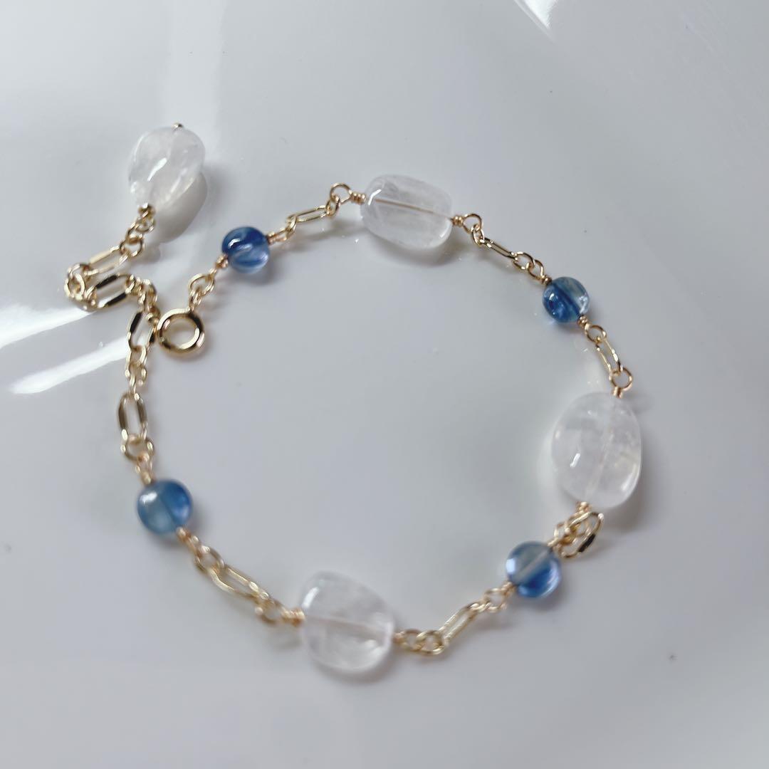 【NO.b304】14kgfブレスレット　ラブラドライト　カイヤナイト