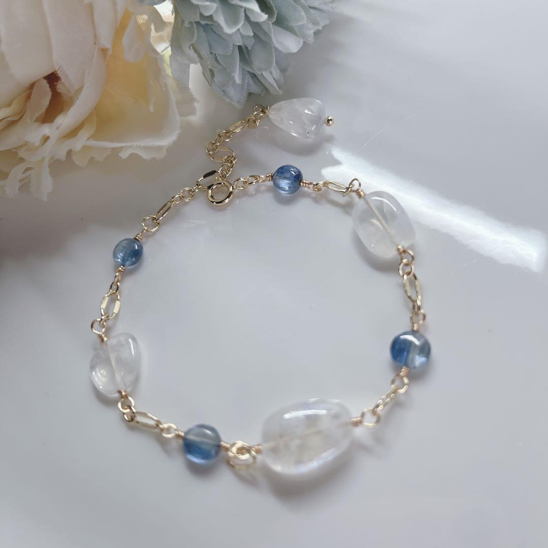 【NO.b304】14kgfブレスレット　ラブラドライト　カイヤナイト