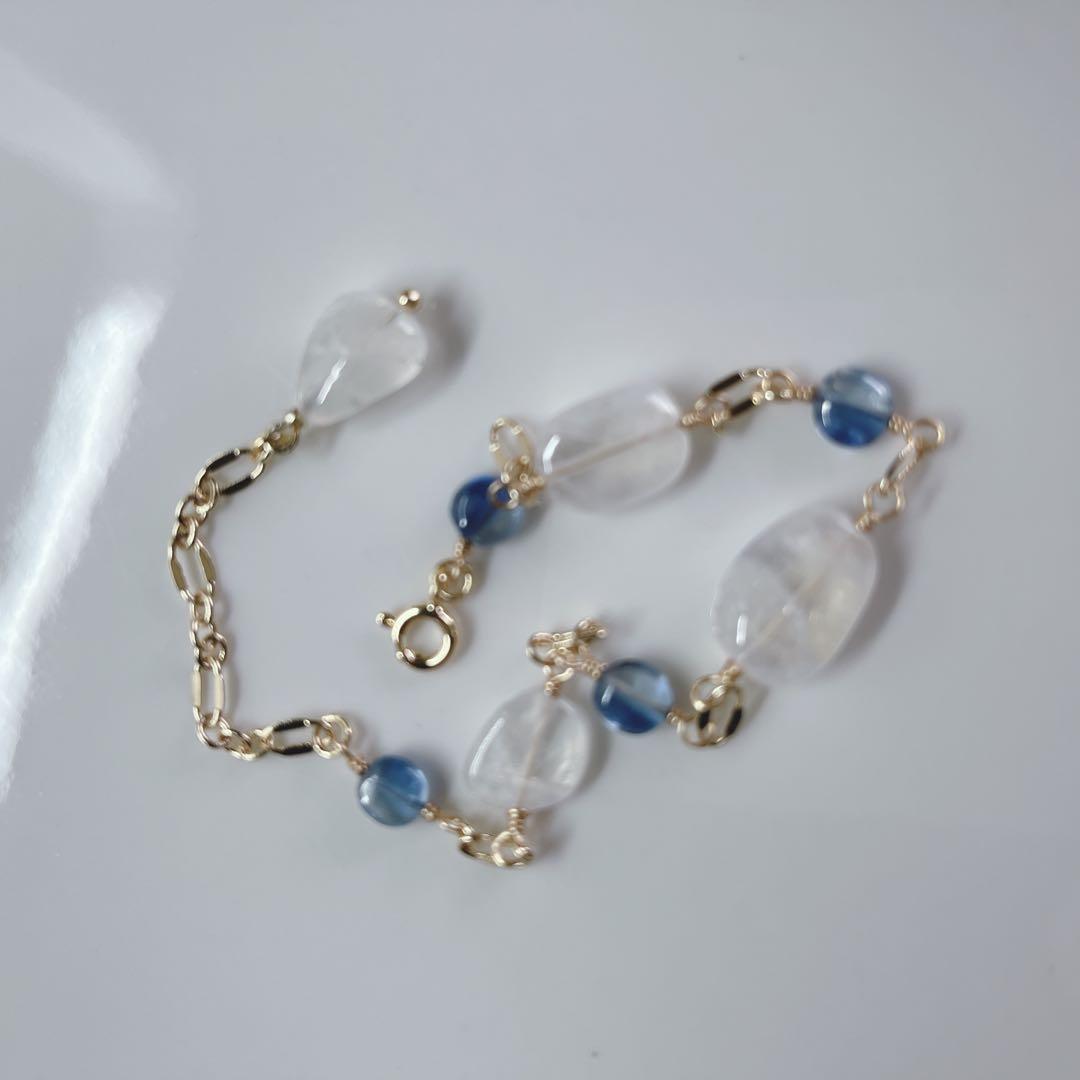 【NO.b304】14kgfブレスレット　ラブラドライト　カイヤナイト