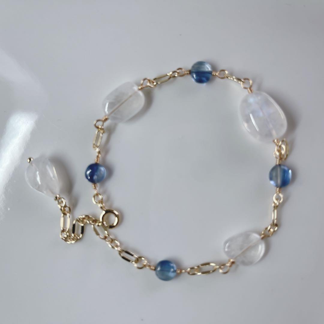 【NO.b304】14kgfブレスレット　ラブラドライト　カイヤナイト