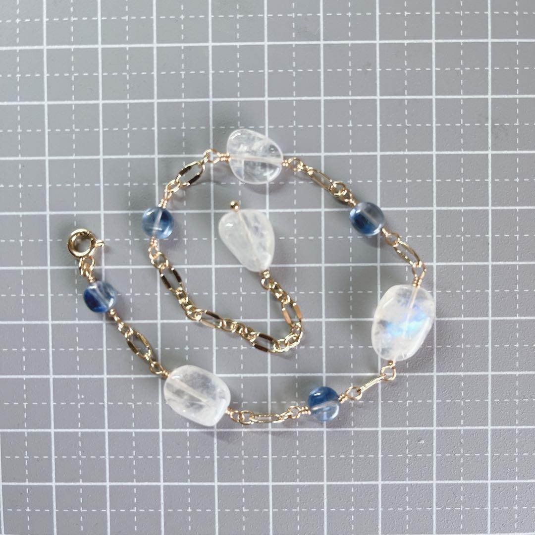 【NO.b304】14kgfブレスレット　ラブラドライト　カイヤナイト