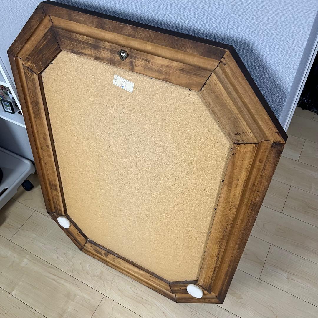 イタリア製 鏡 八角形 木製フレーム スタンドミラー 88cm 大型