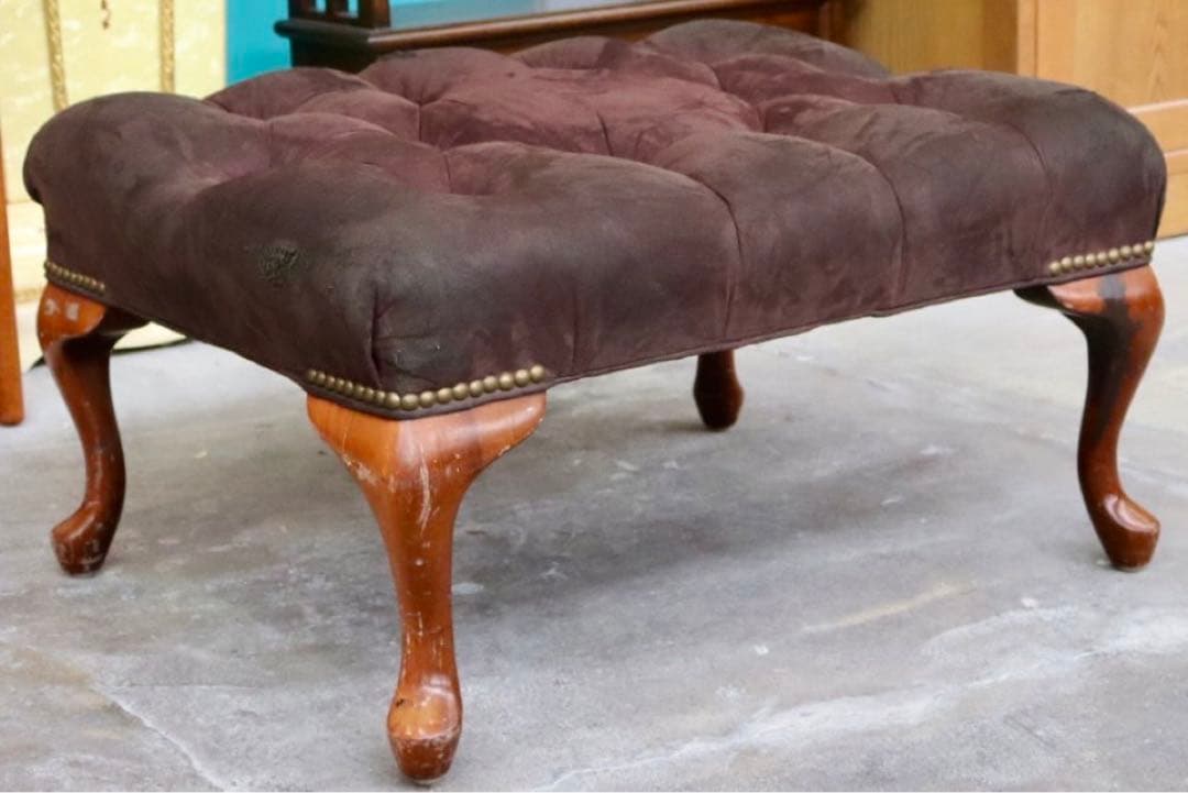 GMIK338○ヨーロピアン ヴィンテージ家具 スツール 椅子 猫脚 足置き ク