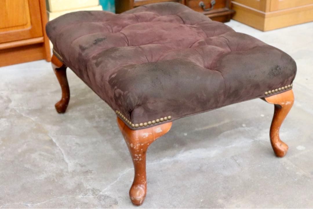 GMIK338○ヨーロピアン ヴィンテージ家具 スツール 椅子 猫脚 足置き ク