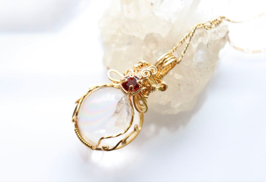 まこページ︎︎⟡アイリスクォーツ/ワイヤージュエリーネックレス︎︎⟡オーダー￼