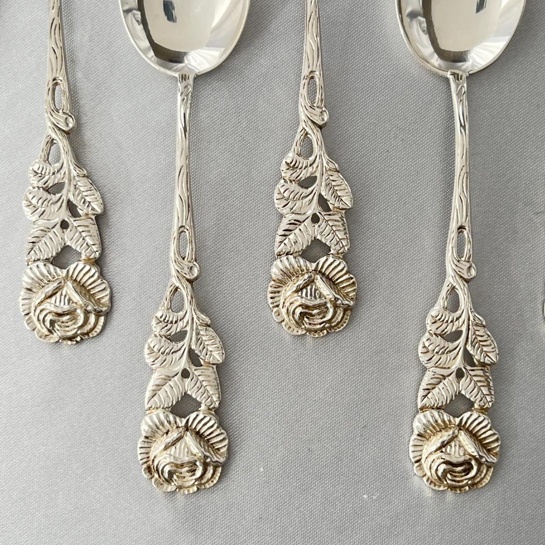 【ANTICO】 ヒルデスハイムローズ ティースプーン 6本【純銀】10.5cm