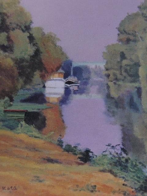 谷内こうた、【ウール川】、希少な額装用画集画、新品高級額 額装付