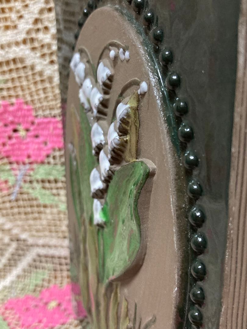 《ヴィンテージ 》ジイガントフタ スウェーデン北欧 【スズラン陶板】壁飾り