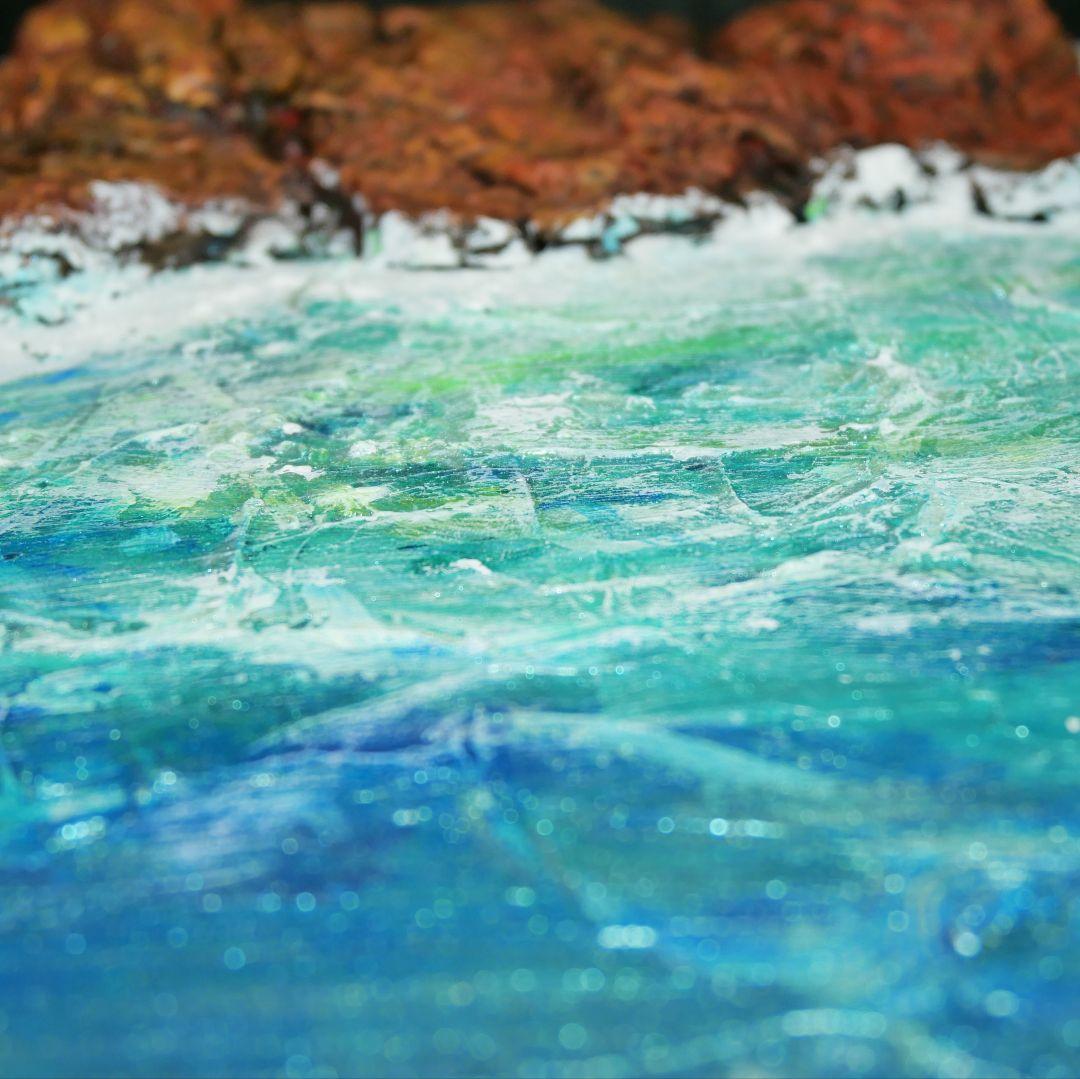 油絵 絵画 【岩場の海】