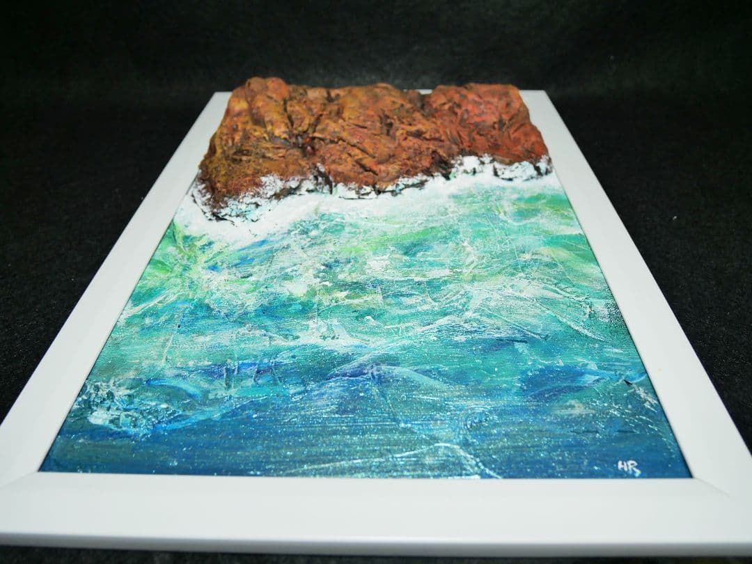 油絵 絵画 【岩場の海】