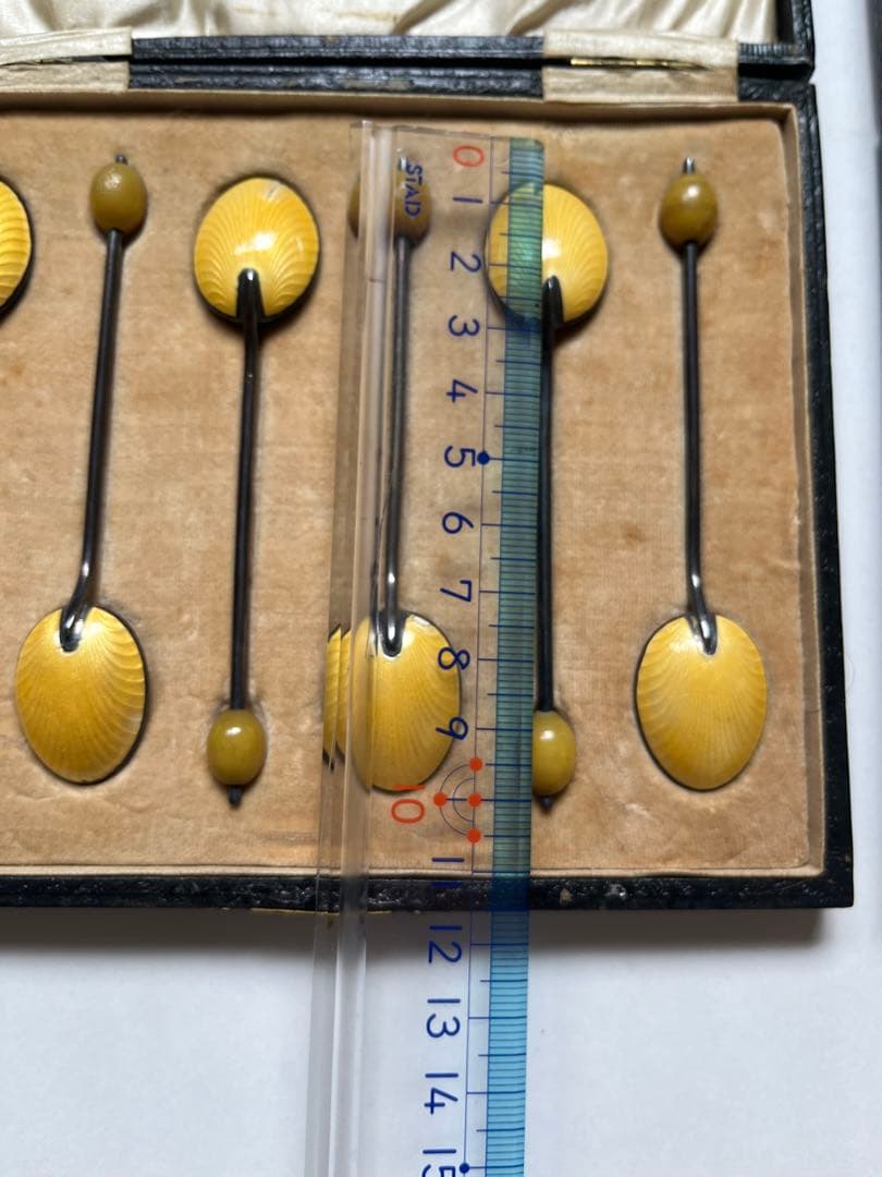 英国製　エナメル珈琲スプーン 6本 銀製 アンティーク バーミンガム 925