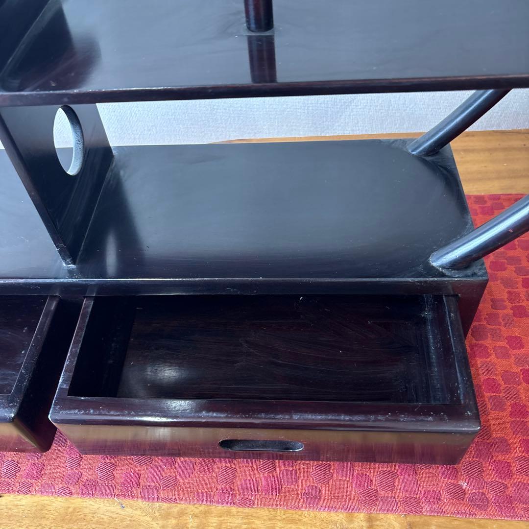 円形木製オープンシェルフ 引き出し付き