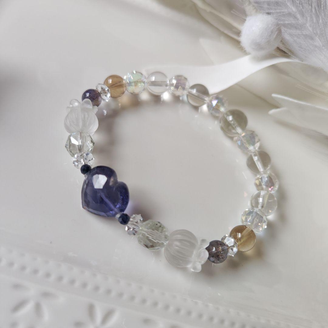 みゆ様♡専用です♡新作♡水ブレス✩宝石質アイオライト♡オーソクレース、グリーンア