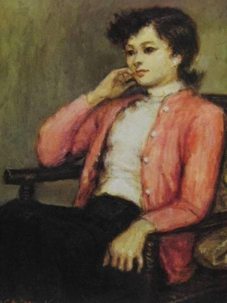 加藤　敏郎、「カーディガン」ピンク、希少な画集より、新品高級額装付