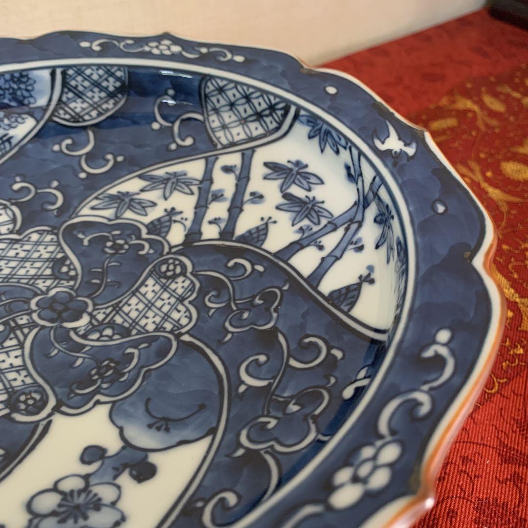 三川内焼平戸松山窯ねじり祥瑞文高台菓子鉢