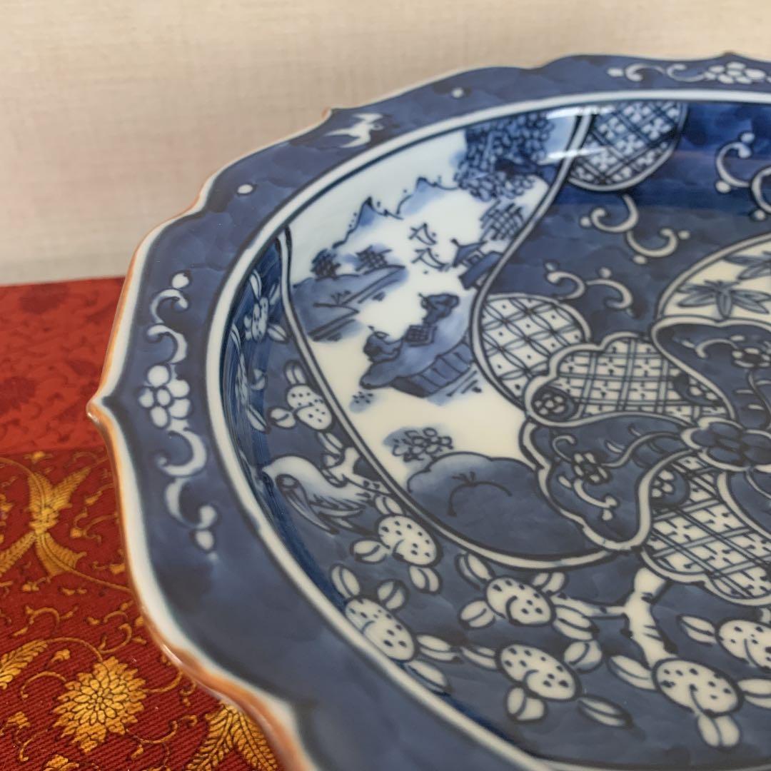 三川内焼平戸松山窯ねじり祥瑞文高台菓子鉢