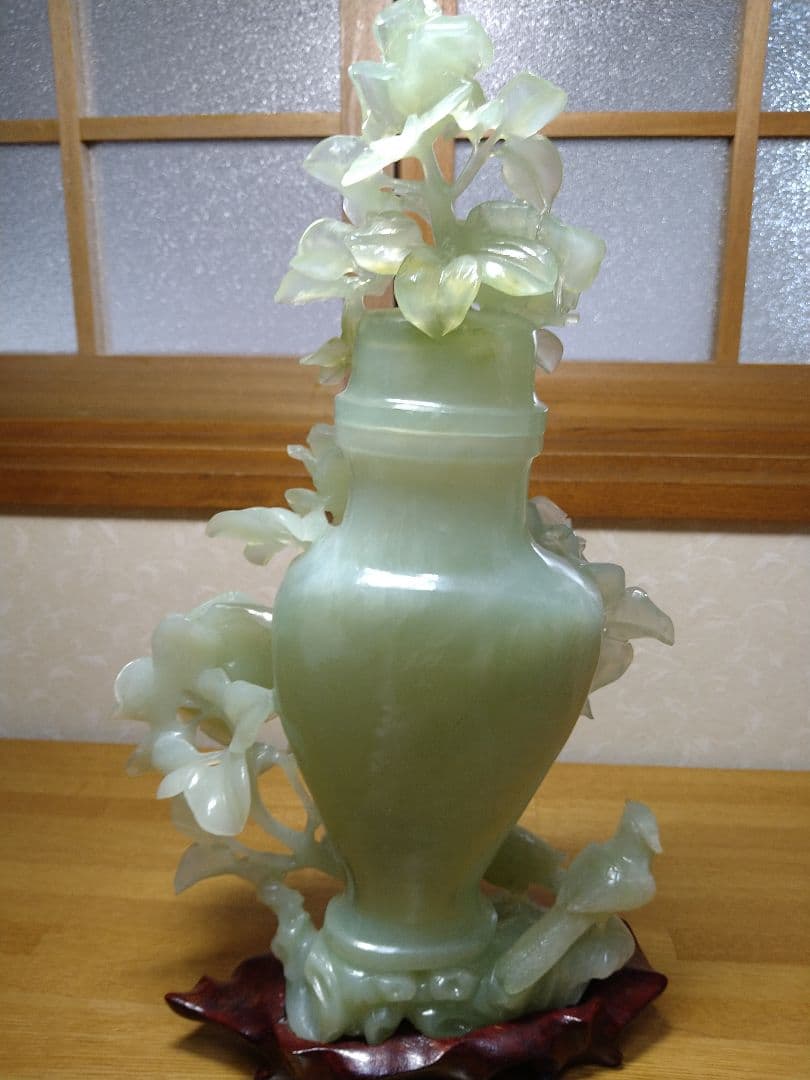 中国翡翠　軟玉　岫玉　香炉　彫刻