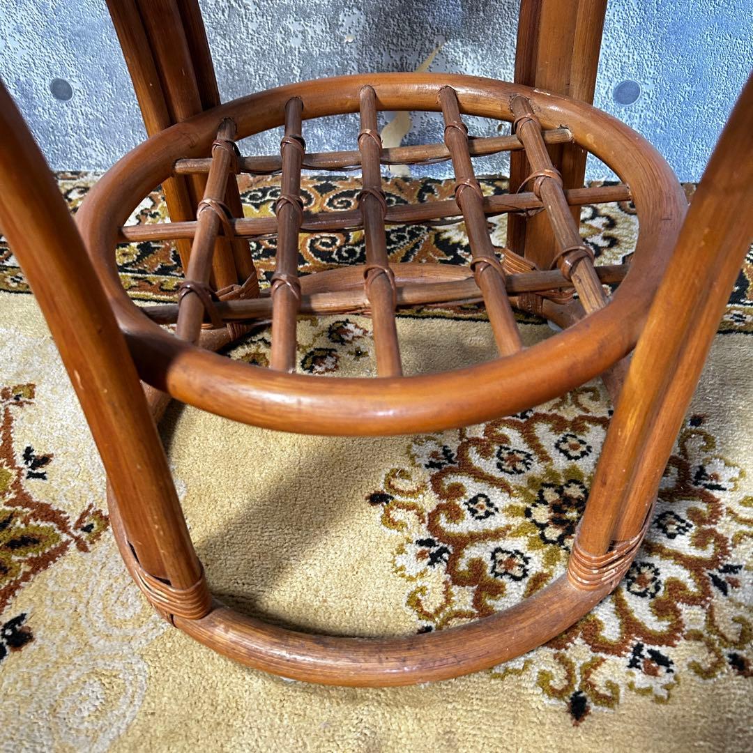 ꧁籐素材꧂クッション付ラタンアームソファ&ガラステーブルセット高座椅子 チェア