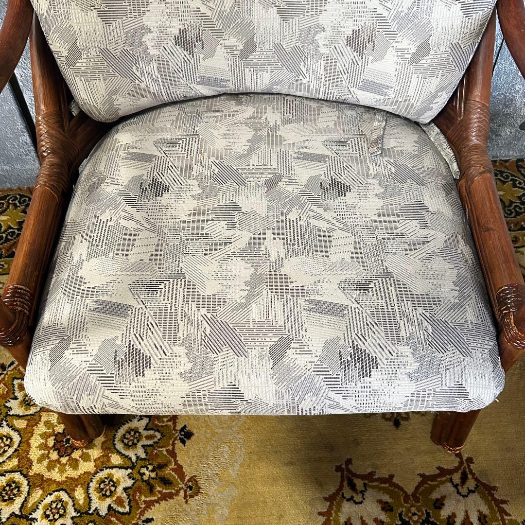 ꧁籐素材꧂クッション付ラタンアームソファ&ガラステーブルセット高座椅子 チェア