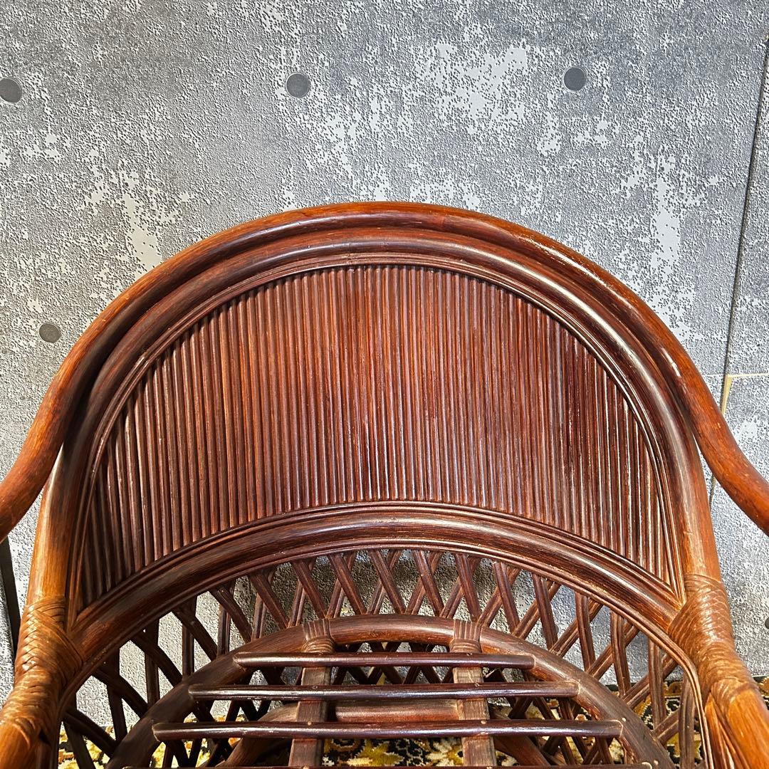 ꧁籐素材꧂クッション付ラタンアームソファ&ガラステーブルセット高座椅子 チェア