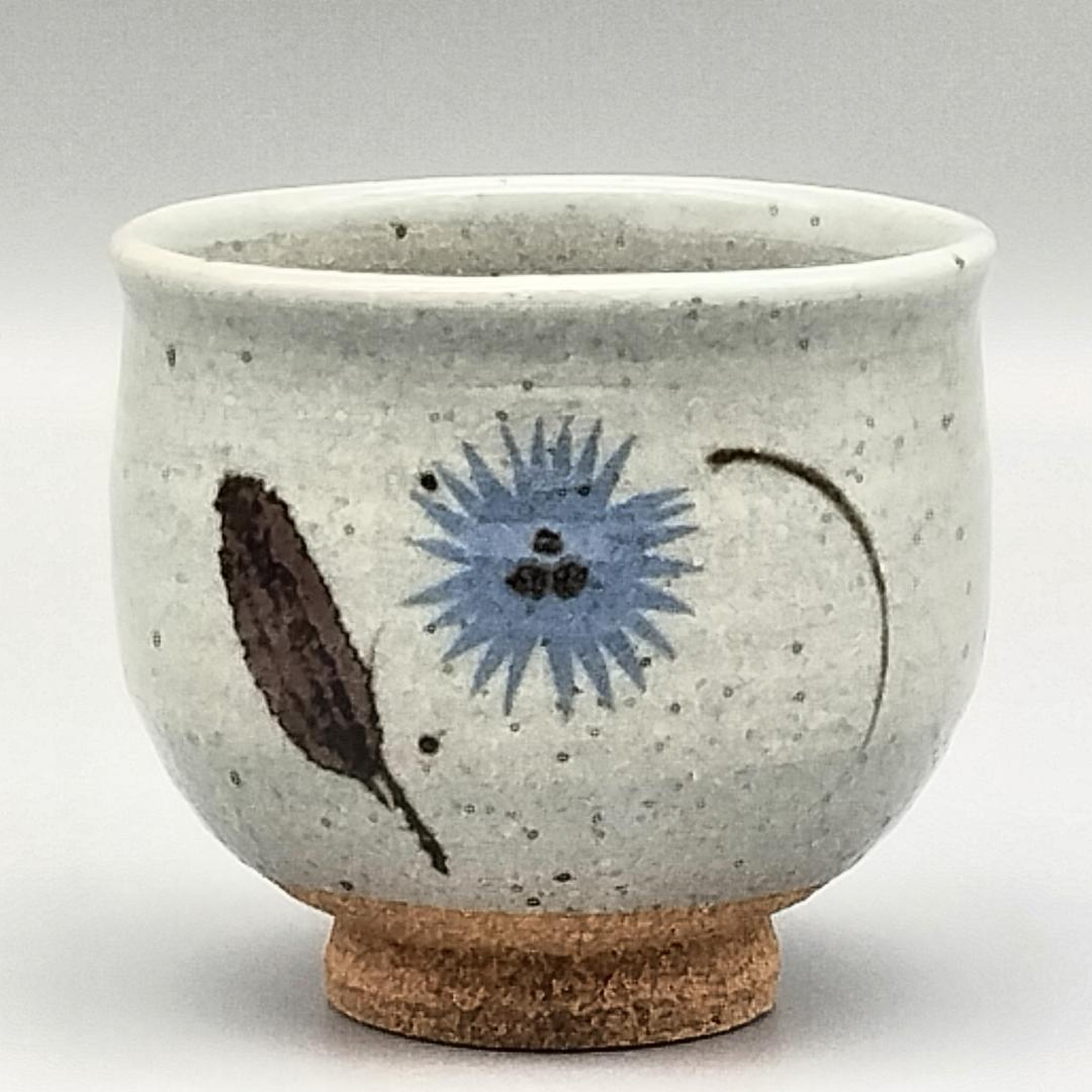 江口勝美作 染付 和紙染草花文 湯碗 佐賀県 重要無形文化財 江口勝美