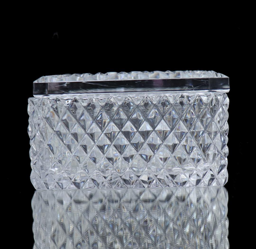 オールド・バカラ 珍品 四角型 ディアマン・ビゾー 切子蓋物 小物入れ 菓子入れ