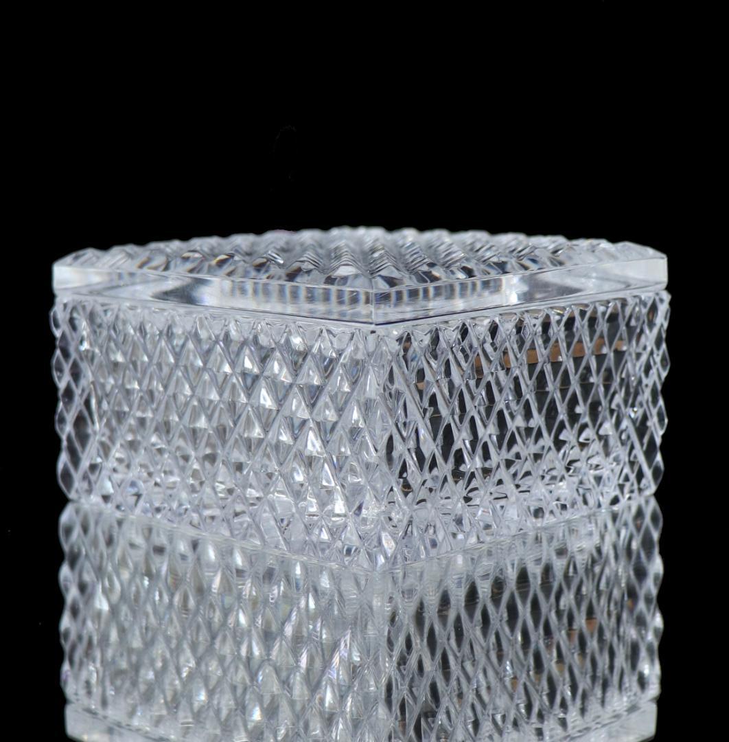 オールド・バカラ 珍品 四角型 ディアマン・ビゾー 切子蓋物 小物入れ 菓子入れ