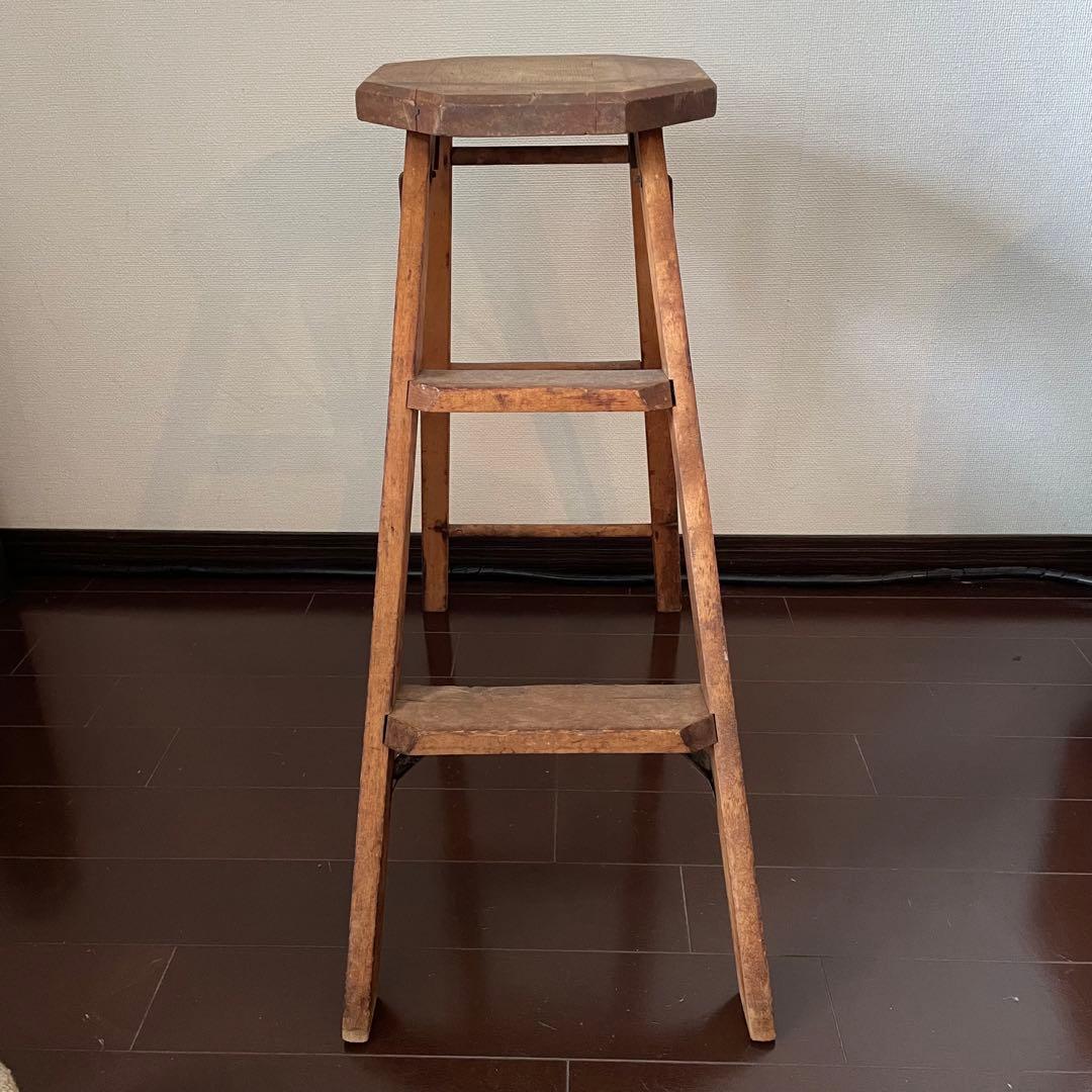 ヴィンテージ　脚立　ステップ　ラダー　木製　アンティーク