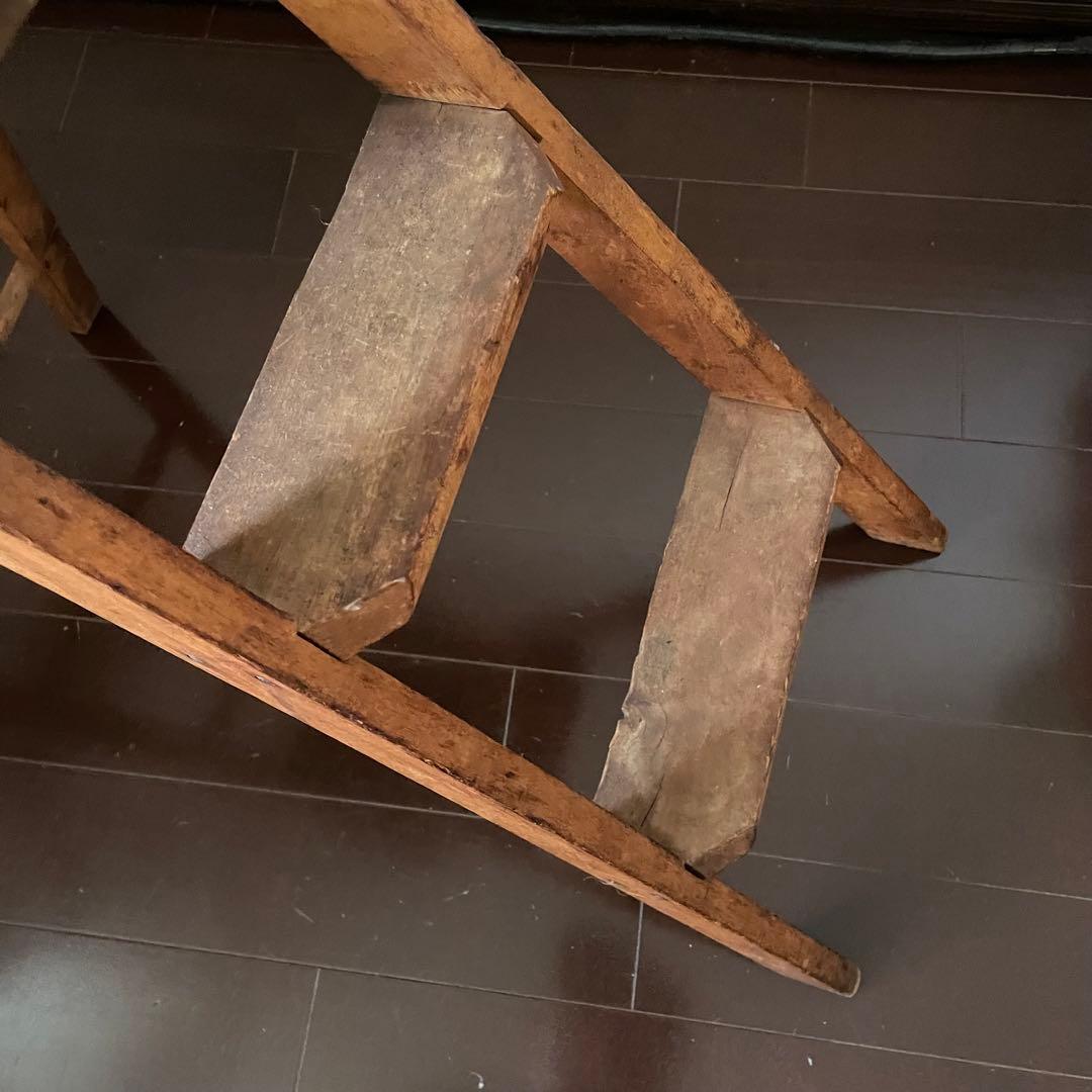 ヴィンテージ　脚立　ステップ　ラダー　木製　アンティーク