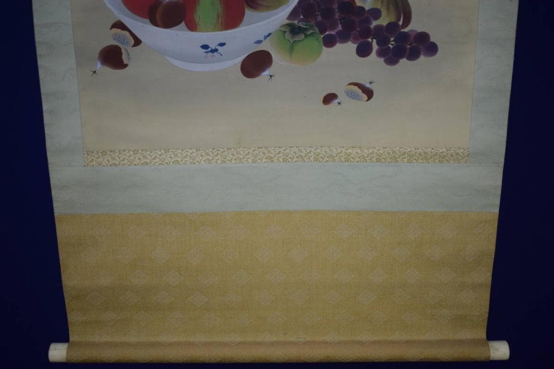 真作/春羊/果物図/絹表装/横物/布袋屋掛軸HH-688 A20791212