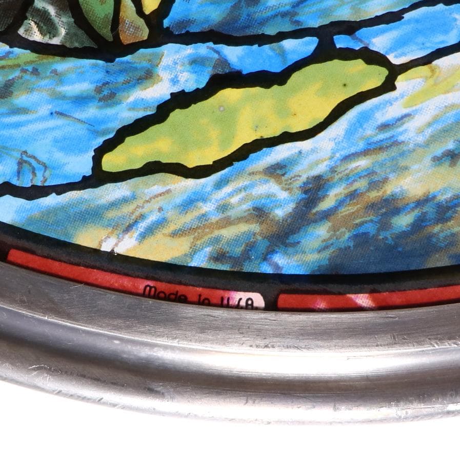 ジョン・ラファージ 丸型大型 ヴィンテージステンドグラス 花と鯉 ボストン美術館