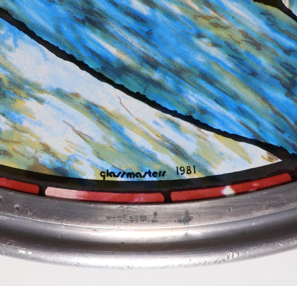 ジョン・ラファージ 丸型大型 ヴィンテージステンドグラス 花と鯉 ボストン美術館