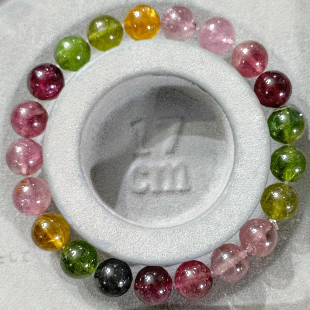 ★クリアマルチカラートルマリン 9ミリ珠 ブレスレット(SA+)