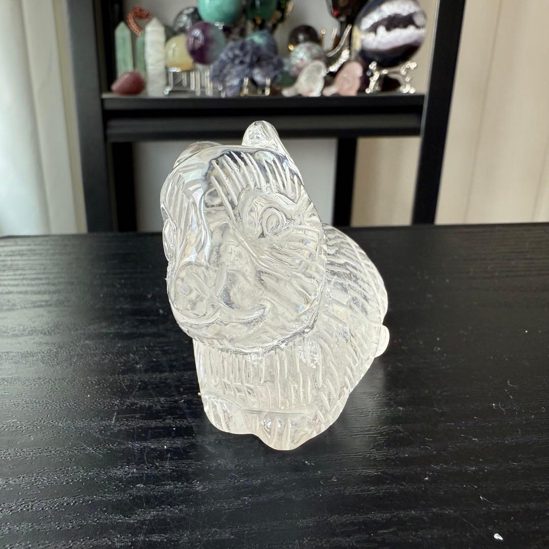 天然石水晶の兎ちゃん　置物　彫物NO.070905