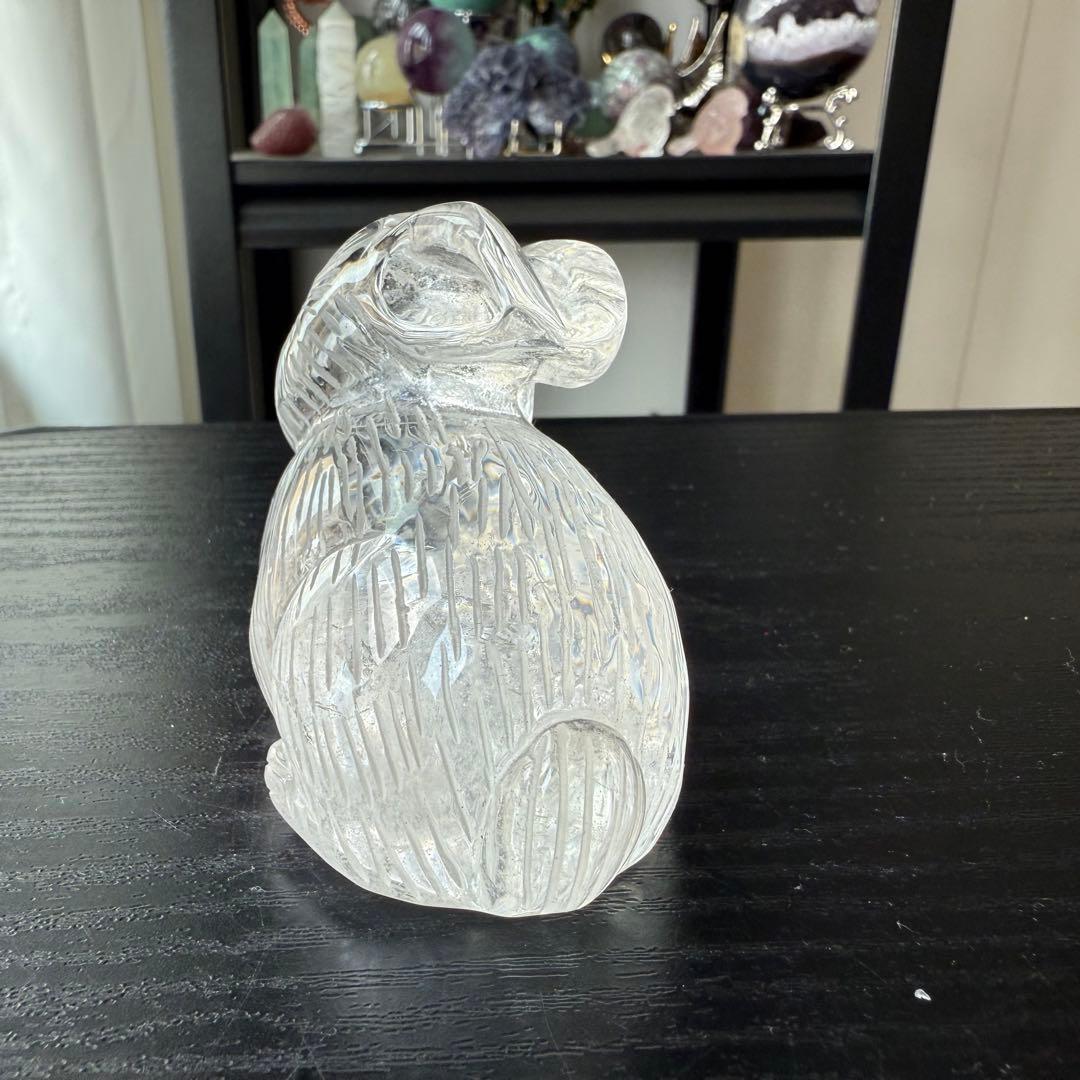 天然石水晶の兎ちゃん　置物　彫物NO.070905