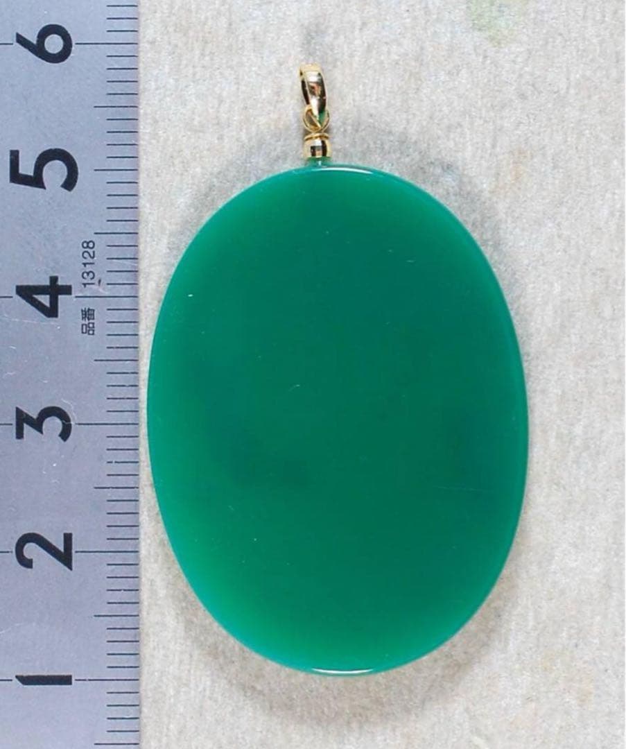 【極上の描写☆】メノウ カメオ　グリーン　k18 ペンダンド