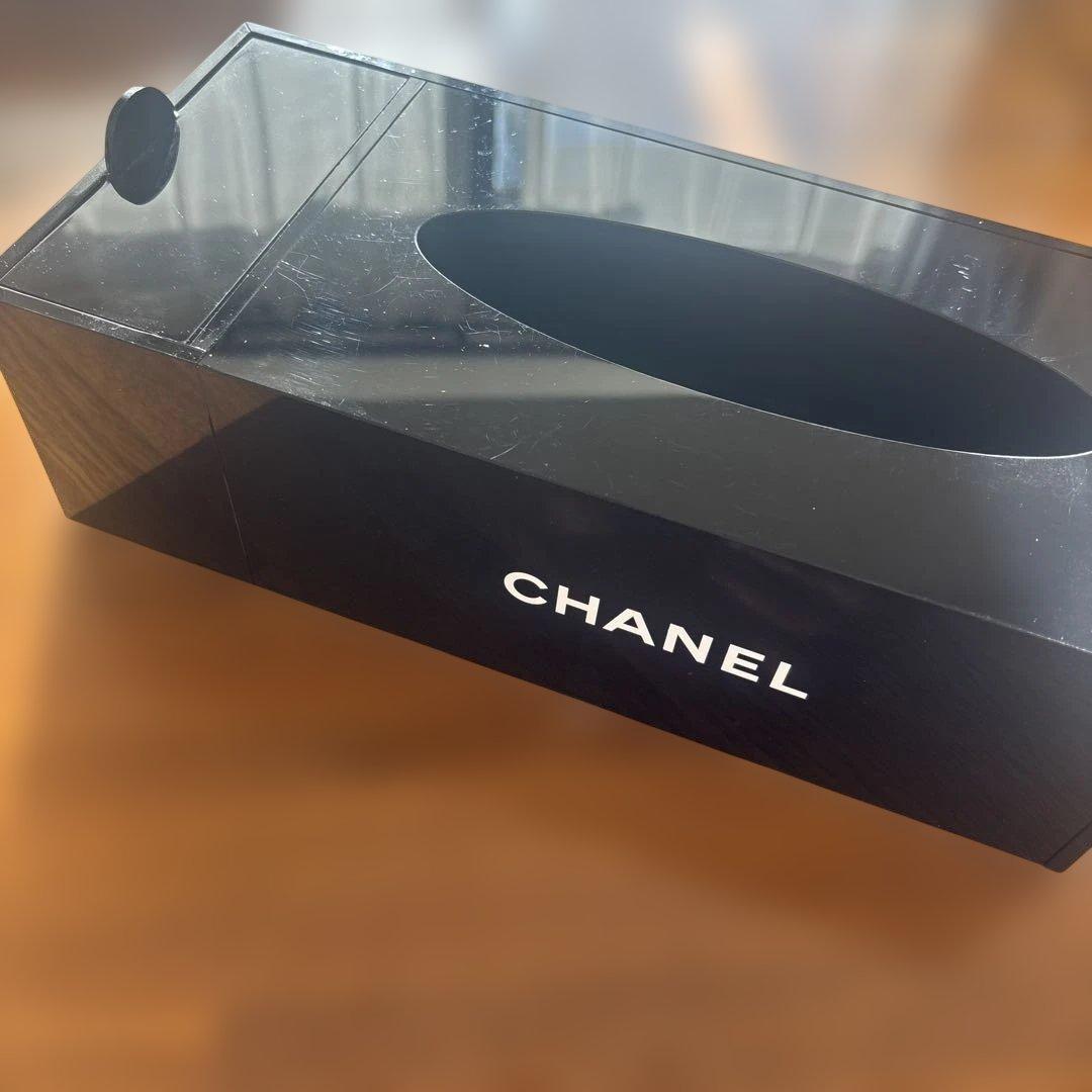 CHANEL 黒 ティッシュボックス　アクリル　ノベルティ　インテリア