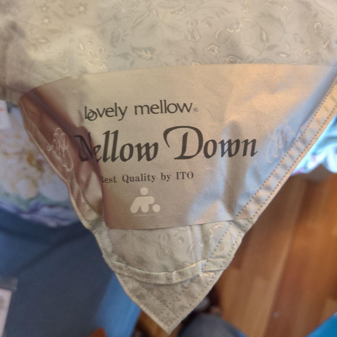 羽毛 花柄掛け布団 ブルー系