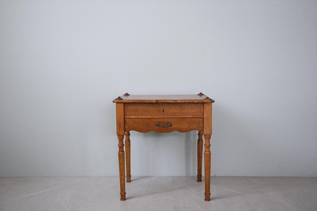 フランスアンティーク木製ソーイングテーブル/裁縫箱/メイクボックス(91-225