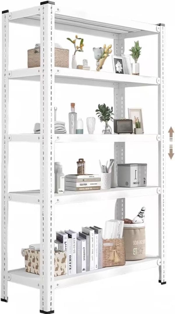 新品　スチールラック　５段　幅90㎝　ホワイト　白　本棚　シェルフ　棚