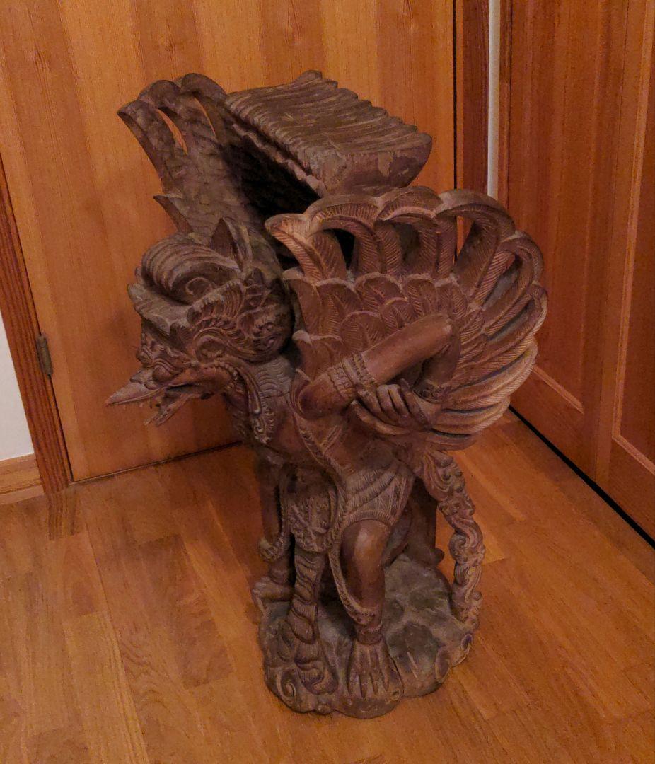 ガルーダ 木製 木彫り 置物 魔除け 神鳥　インドネシア　大型