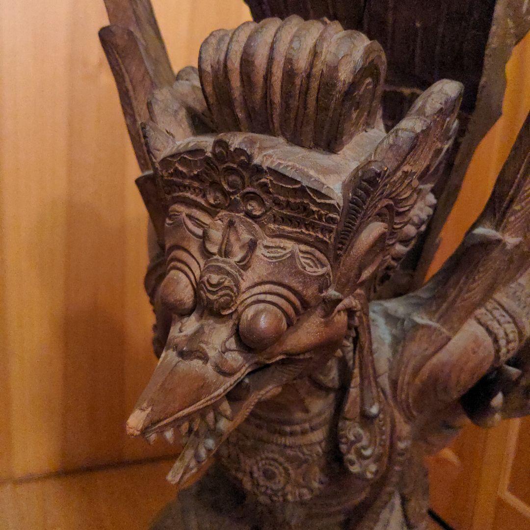 ガルーダ 木製 木彫り 置物 魔除け 神鳥　インドネシア　大型