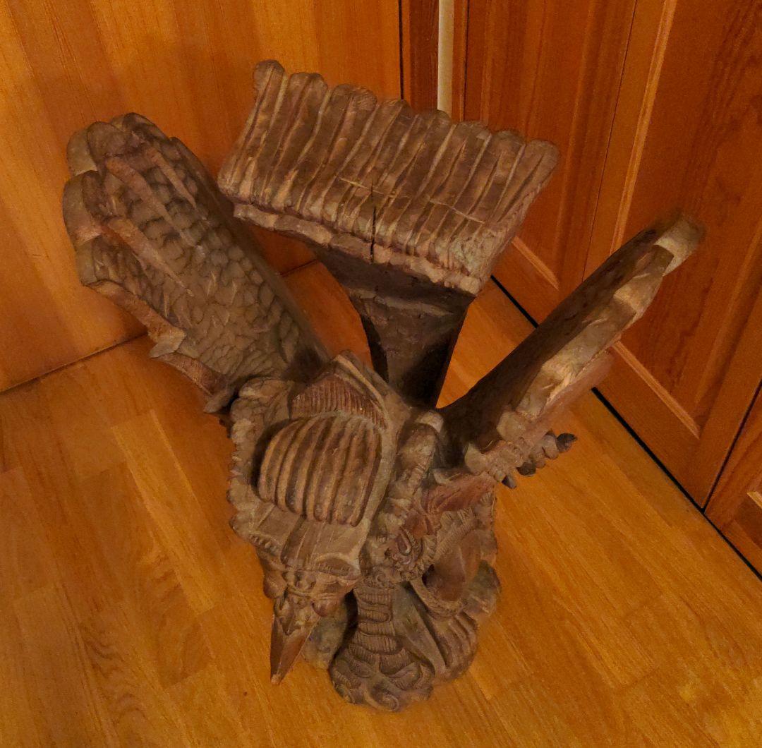 ガルーダ 木製 木彫り 置物 魔除け 神鳥　インドネシア　大型