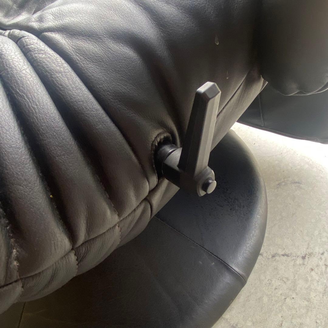 自宅保管品 maruni / マルニ リクライニングチェア 本革 レザー 黒