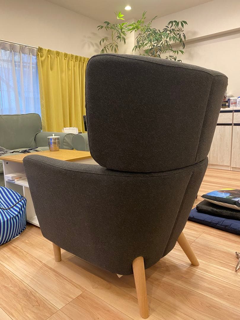 IKEAグレー ファブリック 1人掛けソファ
