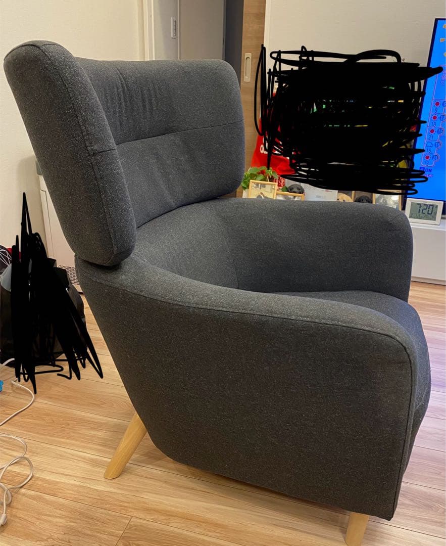IKEAグレー ファブリック 1人掛けソファ
